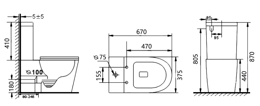 Bagno D'Oro Caspian Tornado Rimless Silent Flush Toilet Suite