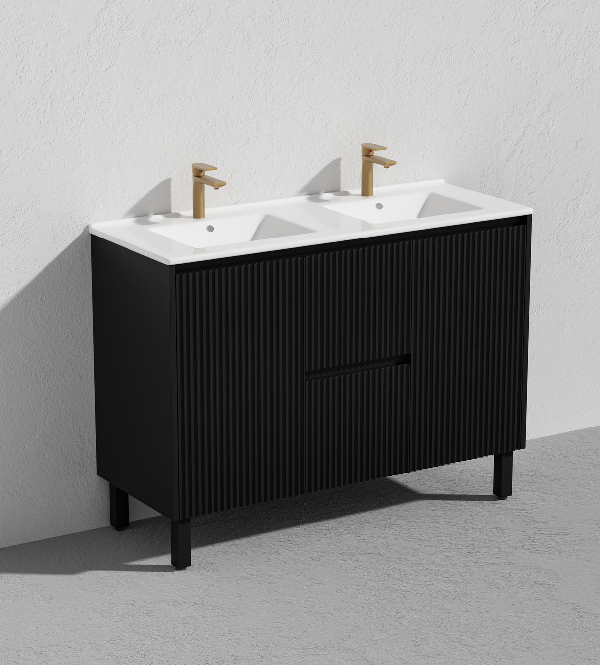 Brighton Double Bowl Free Standing Fluted Vanity 1200X455X860MM