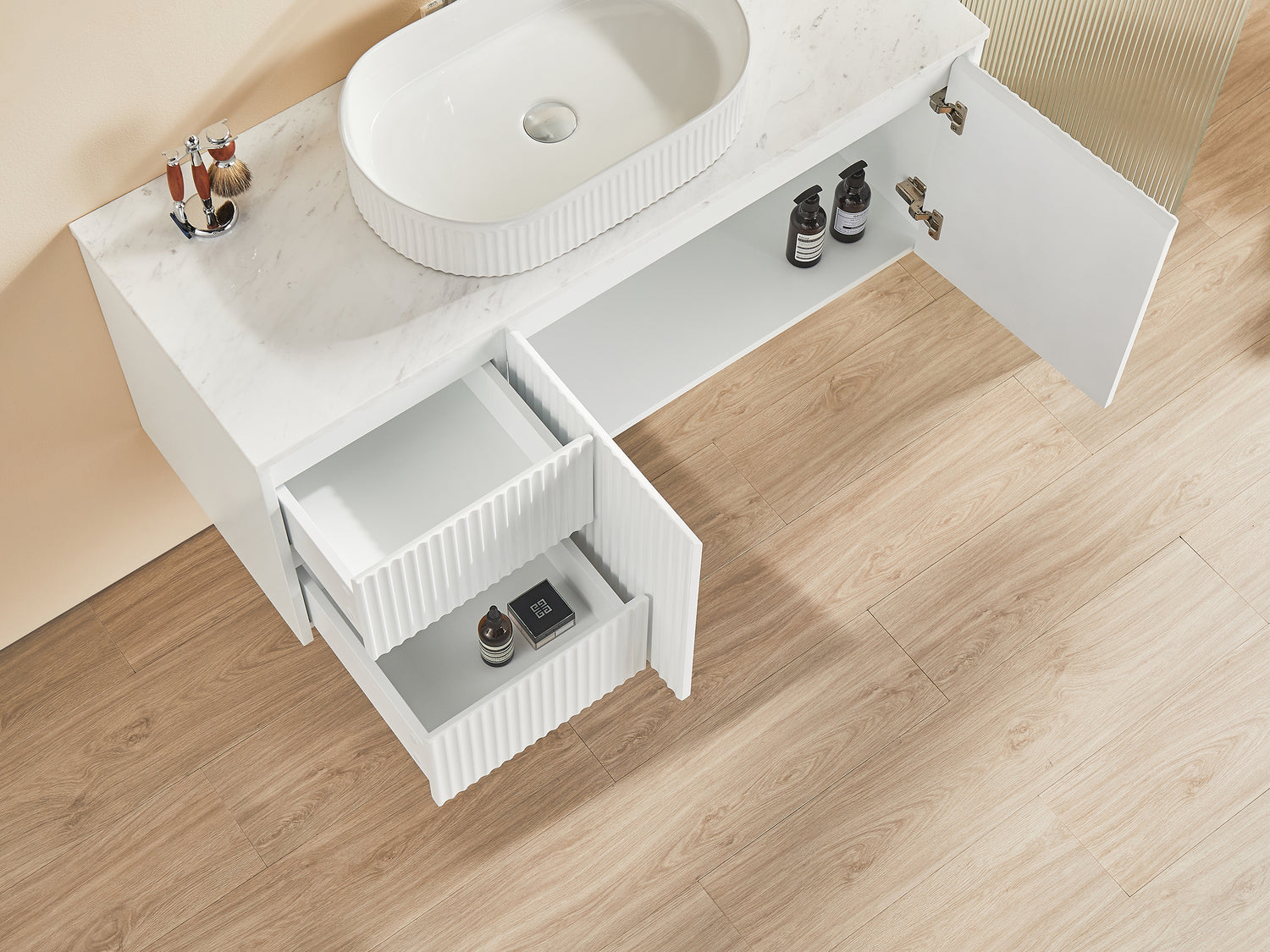 Brindabella Wall Hung Fluted Vanity 1200X455X480MM