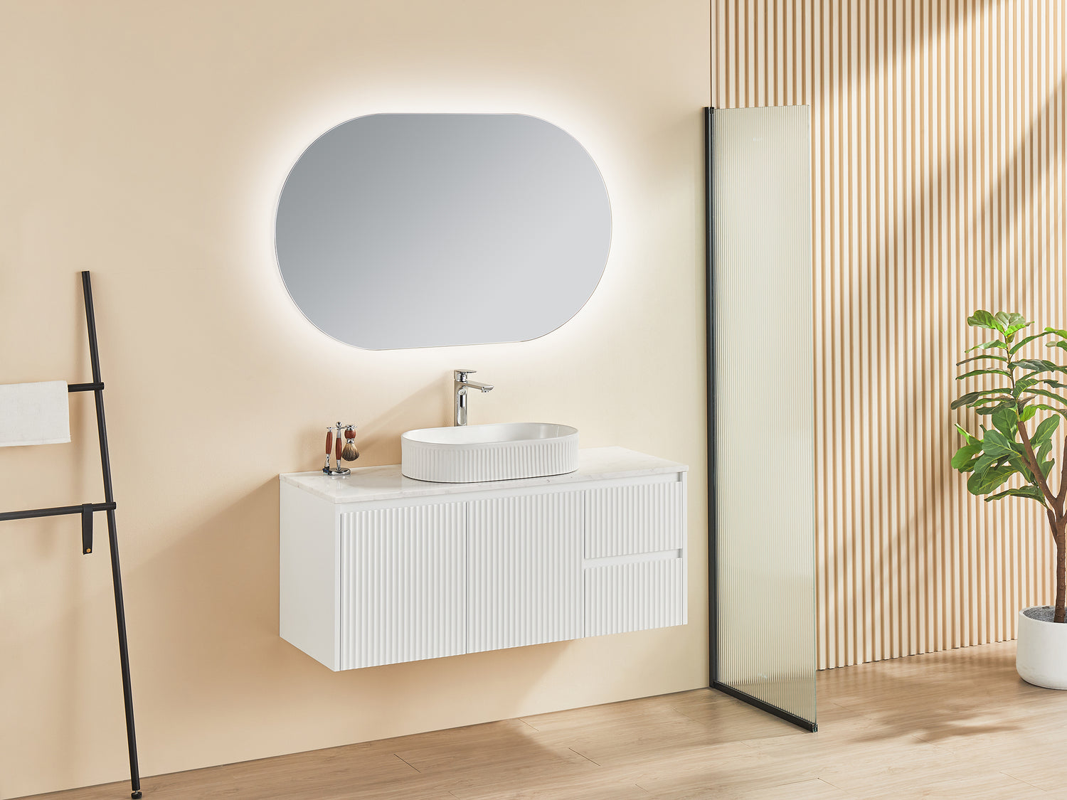 Brindabella Wall Hung Fluted Vanity 1200X455X480MM