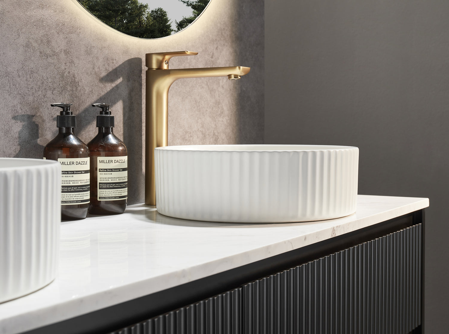 Brindabella Double Bowl Wall Hung Fluted Vanity 1500X455X480MM