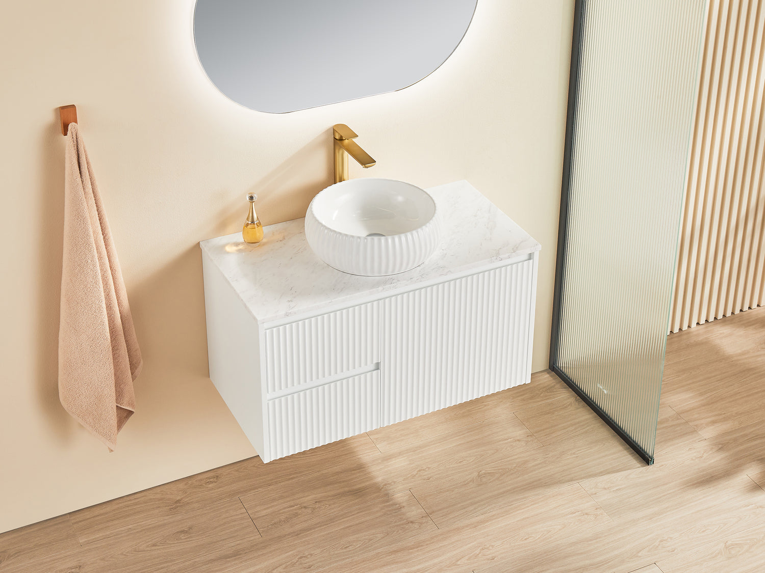 Brindabella Wall Hung Fluted Vanity 900X455X480MM