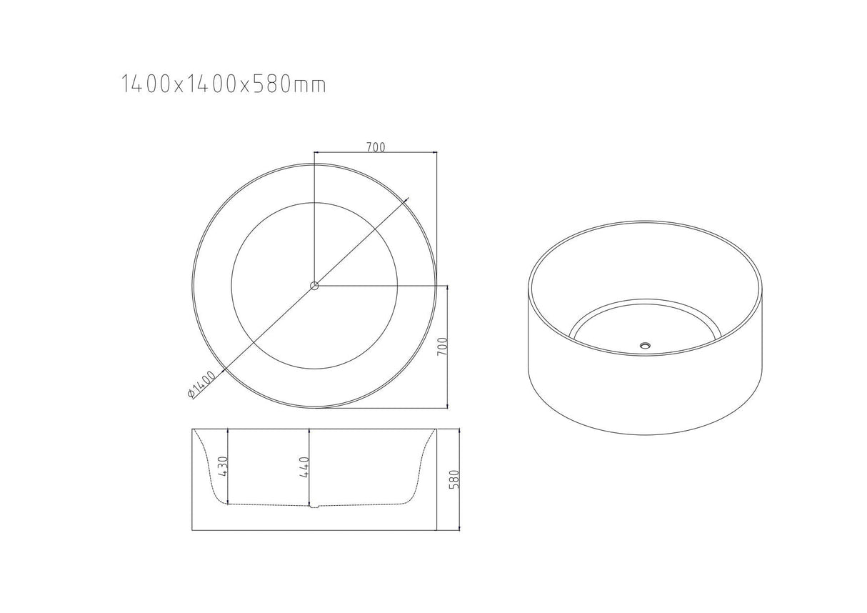 Cole Freestanding Acrylic Bathtub - Gloss White