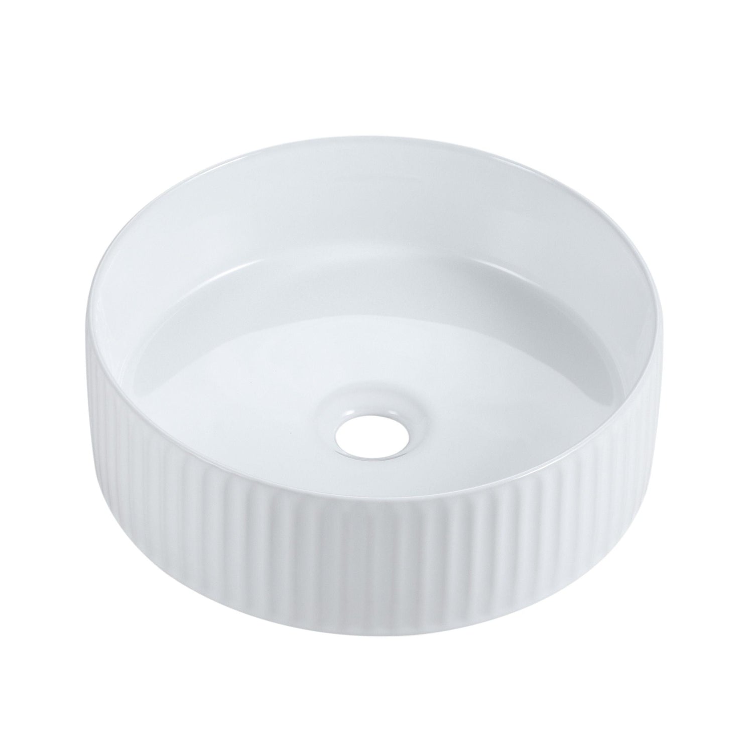 Cora 36 Counter-Top Fluted Round Basin- Gloss White