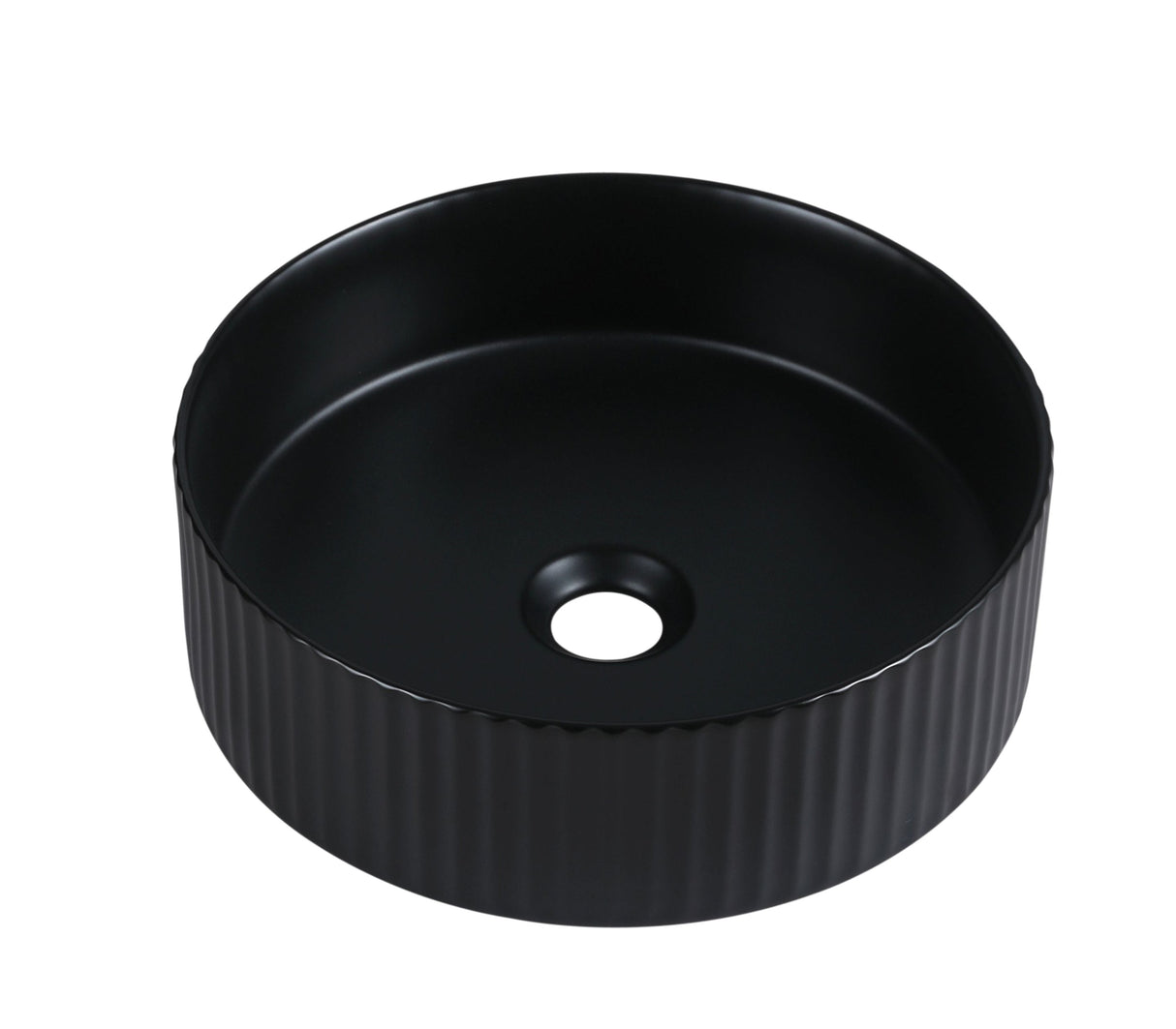 Cora 36 Counter-Top Fluted Round Basin- Matt Black