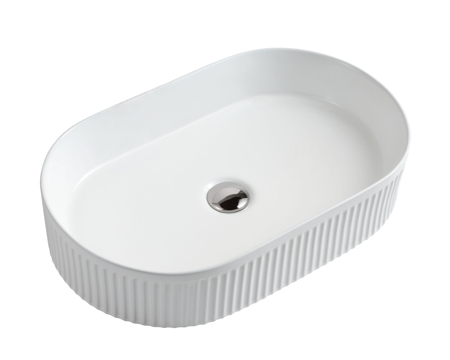 Cora 58 Counter-Top Fluted Oval Basin - Matt White
