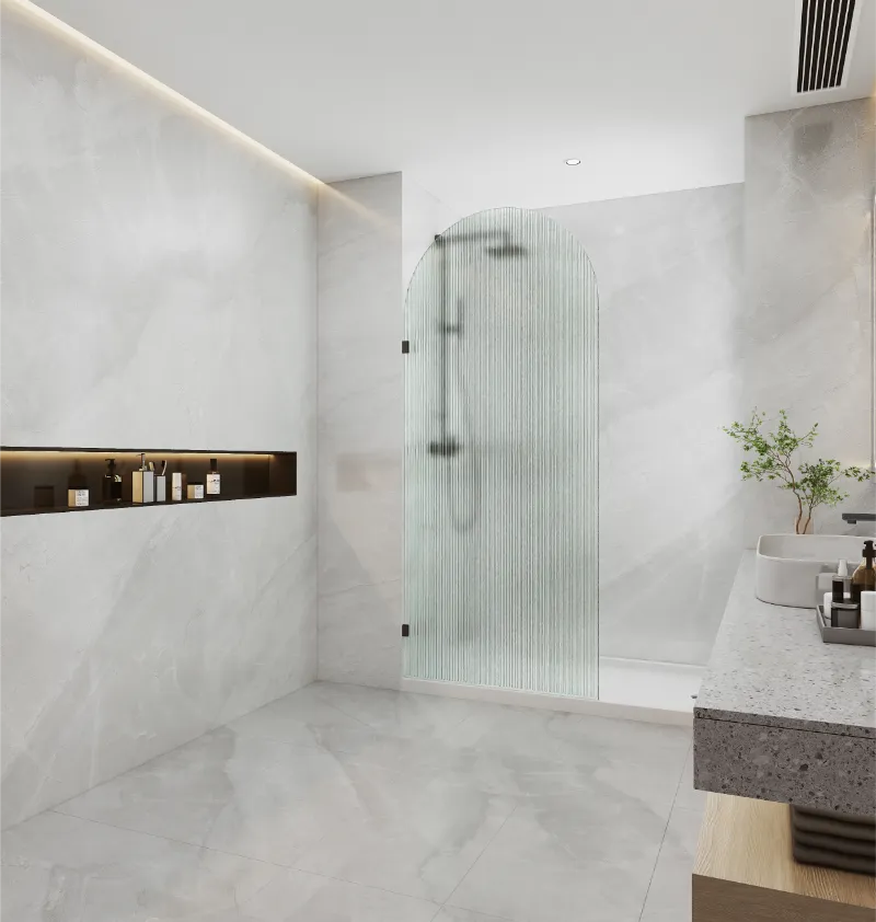 Frameless Fluted Arched Fixed Panel Shower Screen