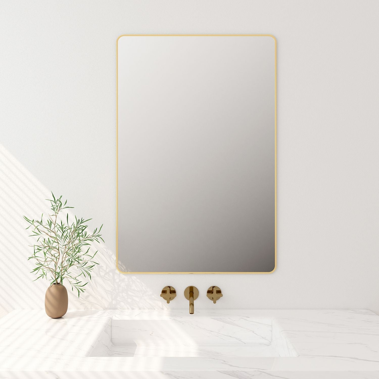 Aluminum Framed 600mm  Rectangular Mirror- Brushed Gold