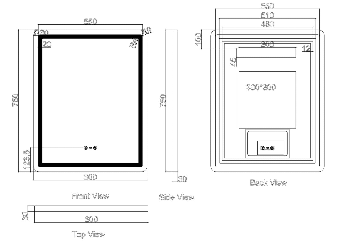 Freya 600×750mm LED Rectangular Mirror