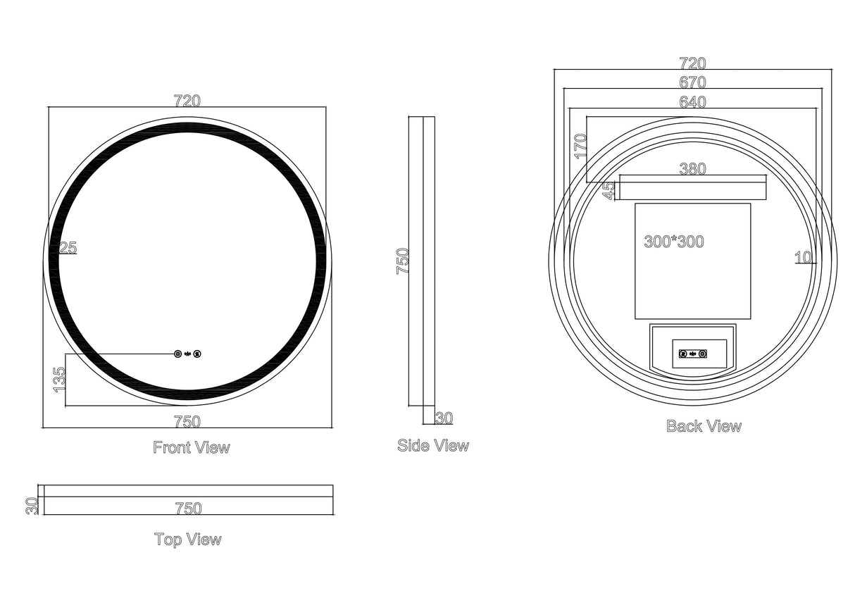 Freya 600/750/900mm LED Round Mirror