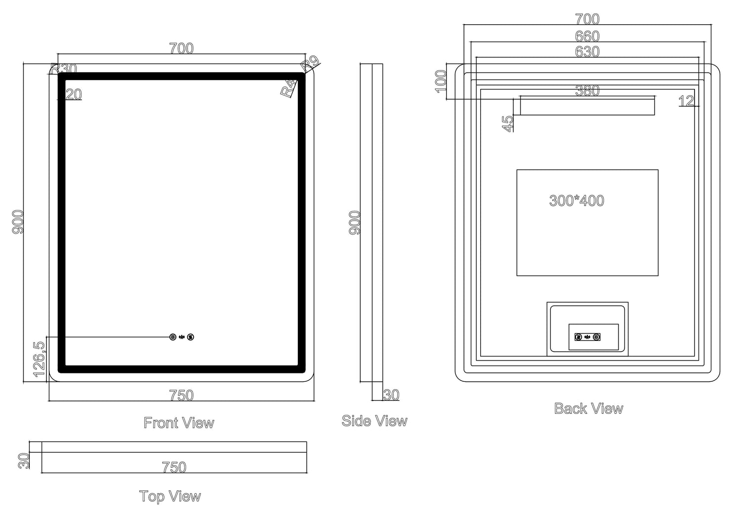 Freya 750×900mm LED Rectangular Mirror