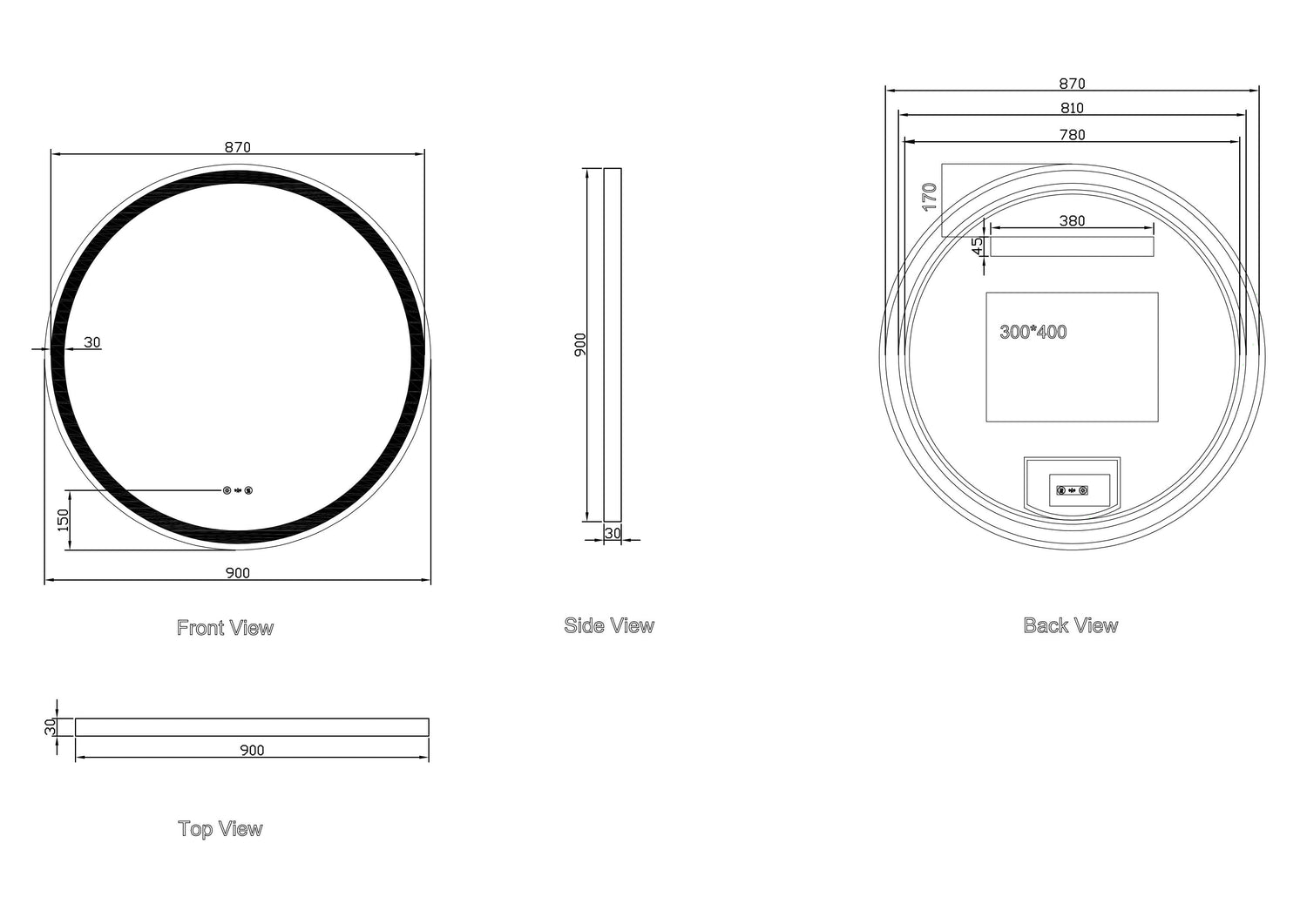Freya 600/750/900mm LED Round Mirror