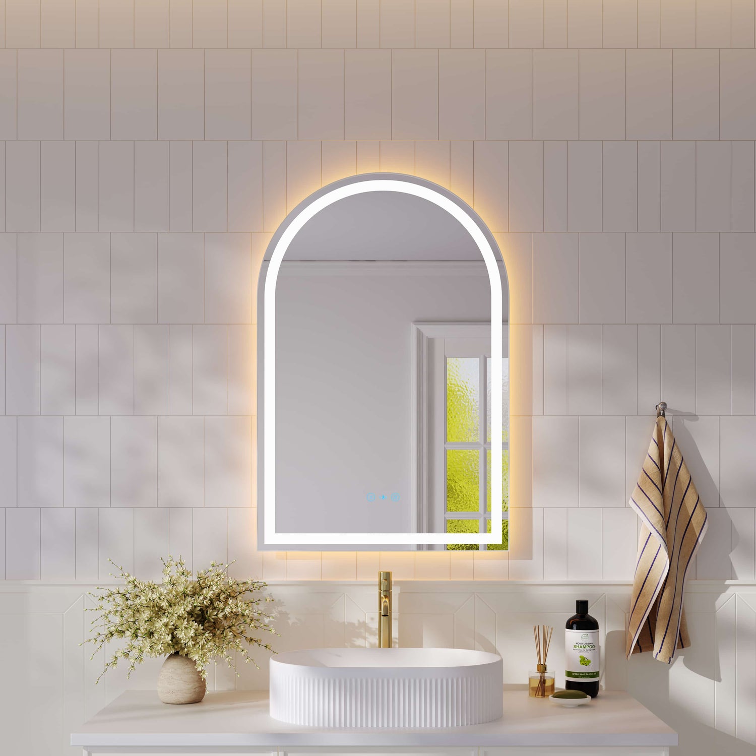 Freya 500/600×900mm LED Arch Mirror