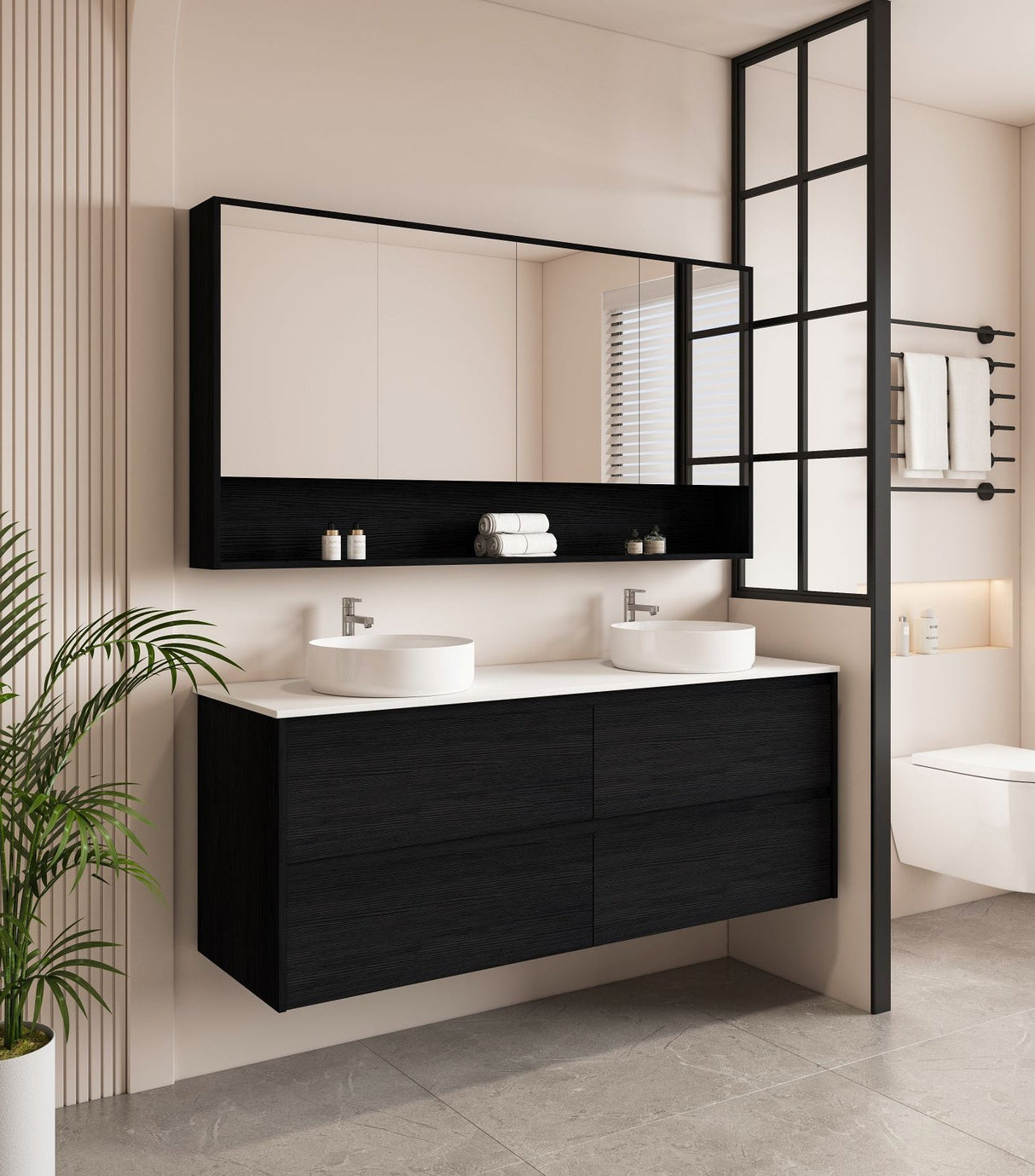 HERA 1500mm Wall-Hung Vanity - Black Oak