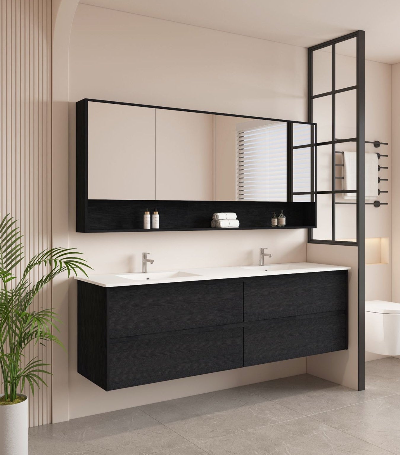 HERA 1800mm Wall-Hung Vanity - Black Oak