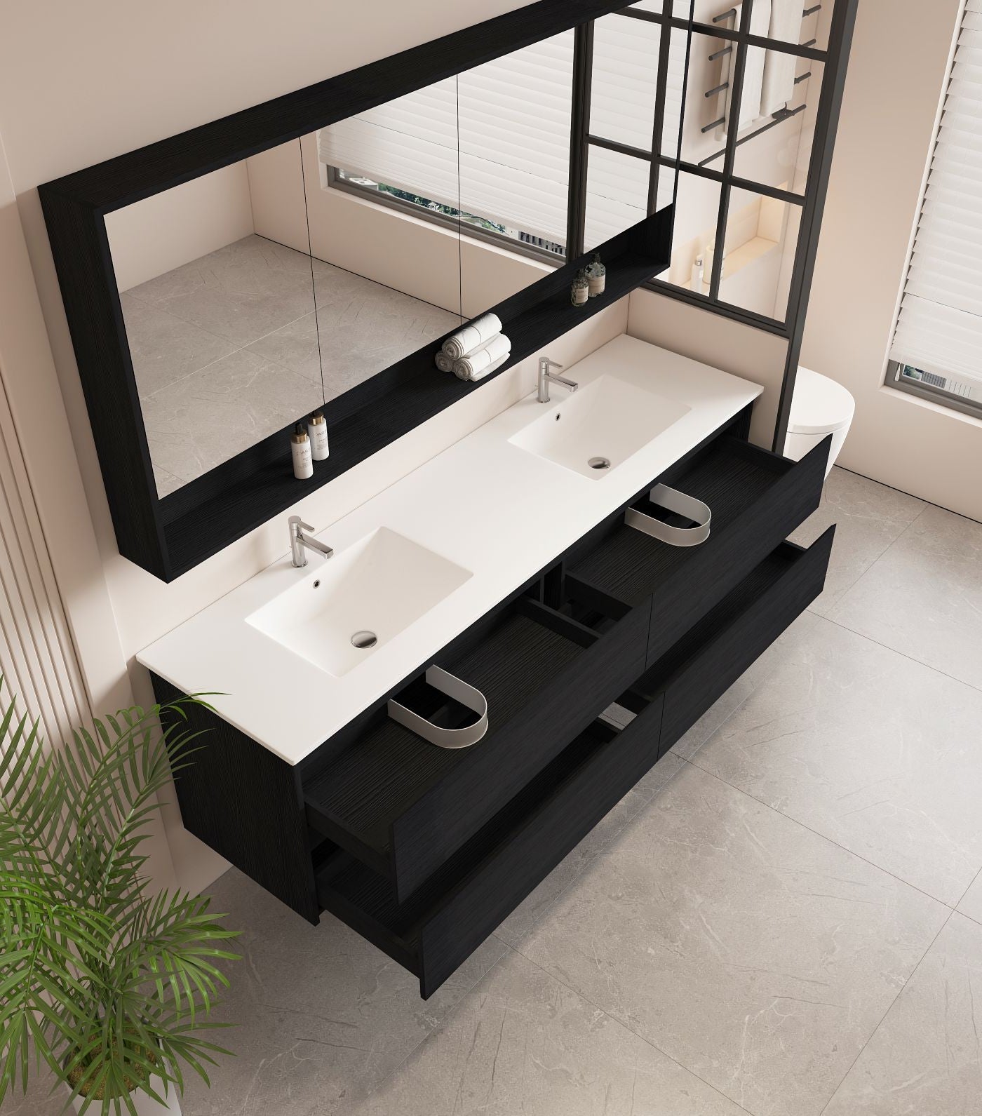 HERA 1800mm Wall-Hung Vanity - Black Oak