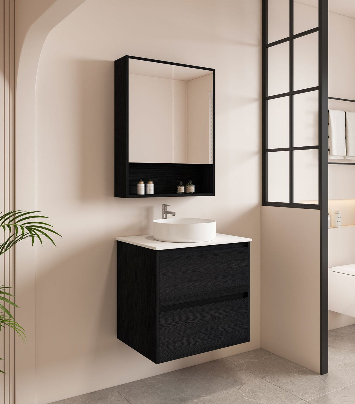 HERA 600mm Wall-Hung Vanity - Black Oak