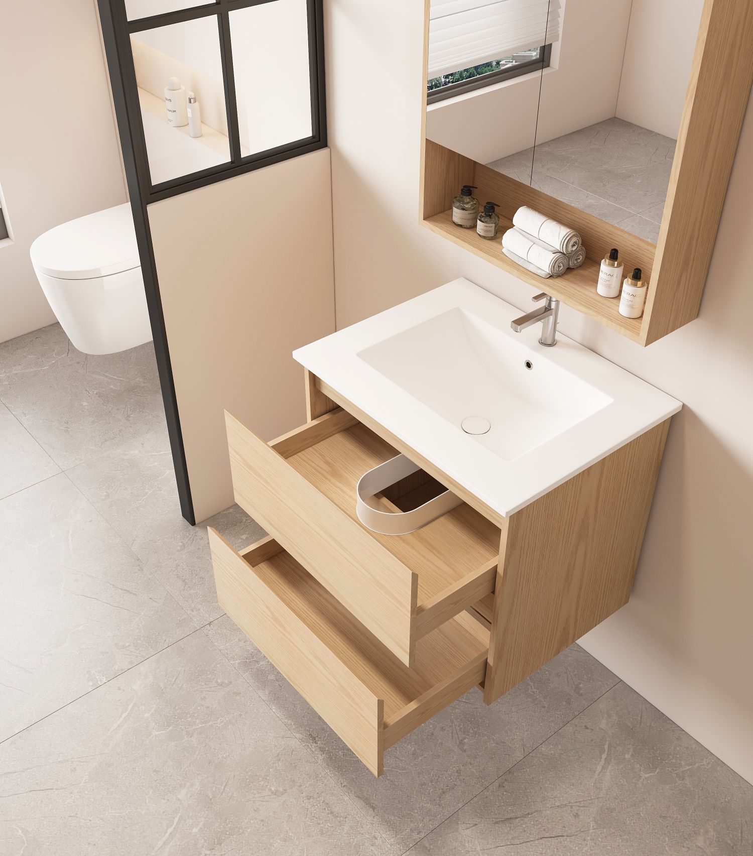 HERA 600mm Wall-Hung Vanity - Tas Oak