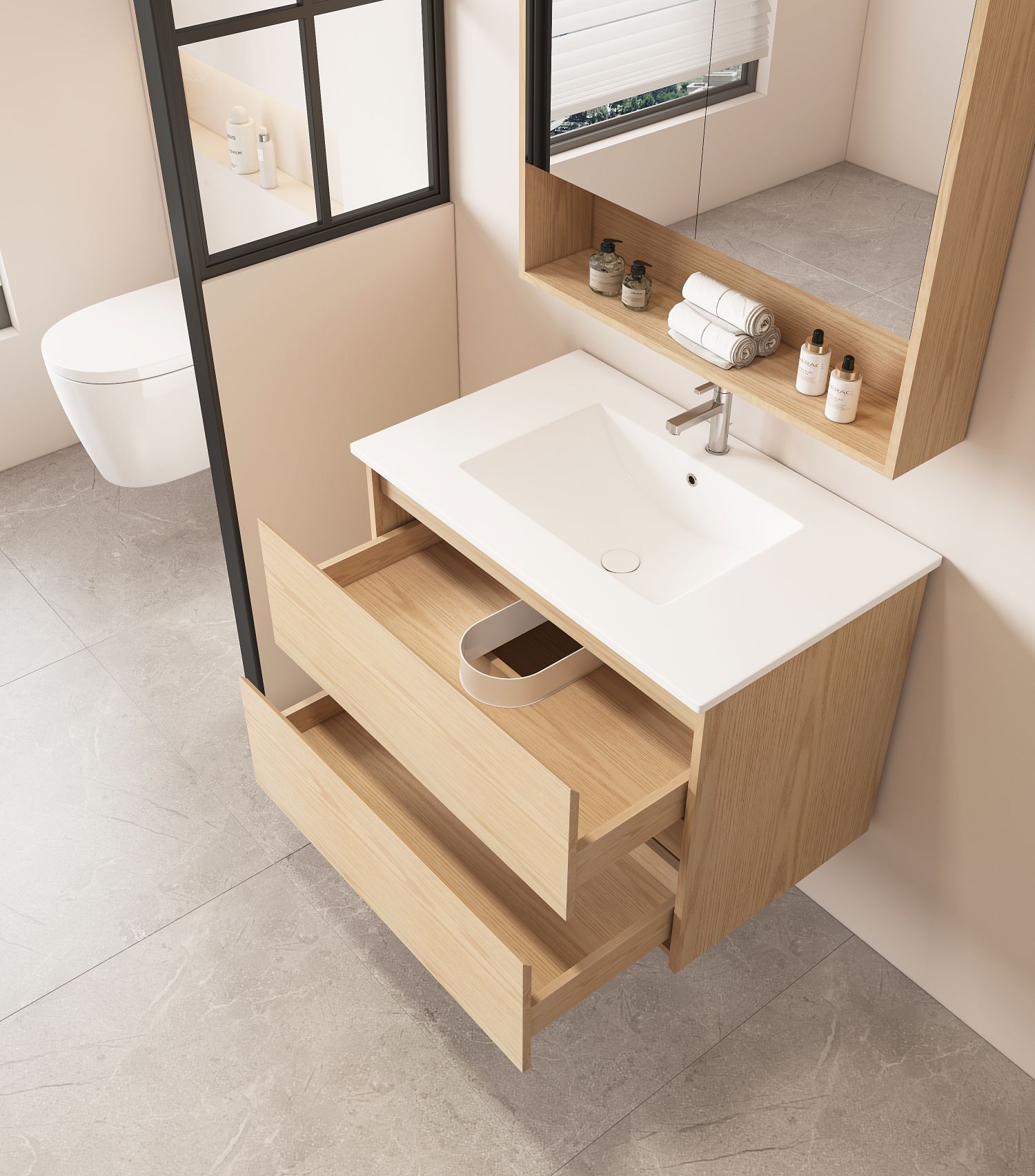 HERA 750mm Wall-Hung Vanity - Tas Oak