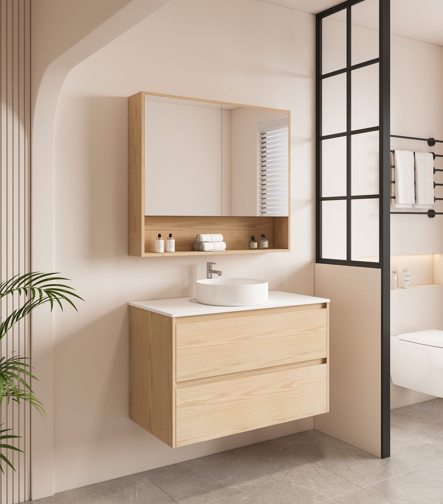 HERA 900mm Wall-Hung Vanity - Tas Oak
