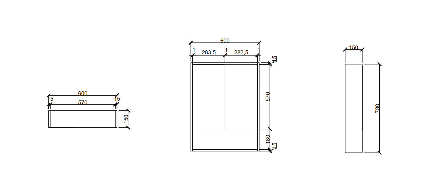 HERA 600mm Shaving Cabinet - Black Oak