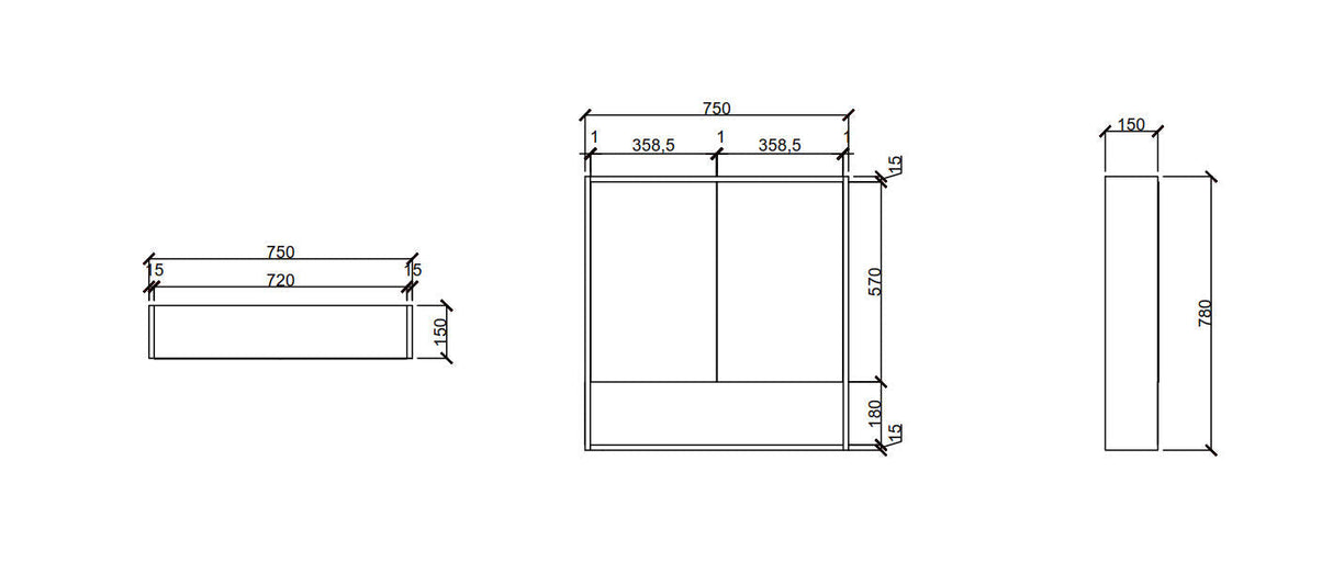 HERA 750mm Shaving Cabinet - Black Oak