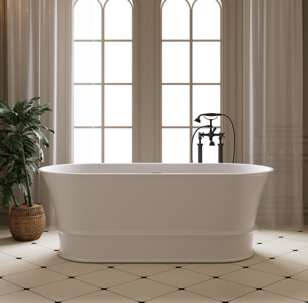 Harrington Matte White Solid Surface Stone Free Standing Bath 1500mm*700mm*680mm