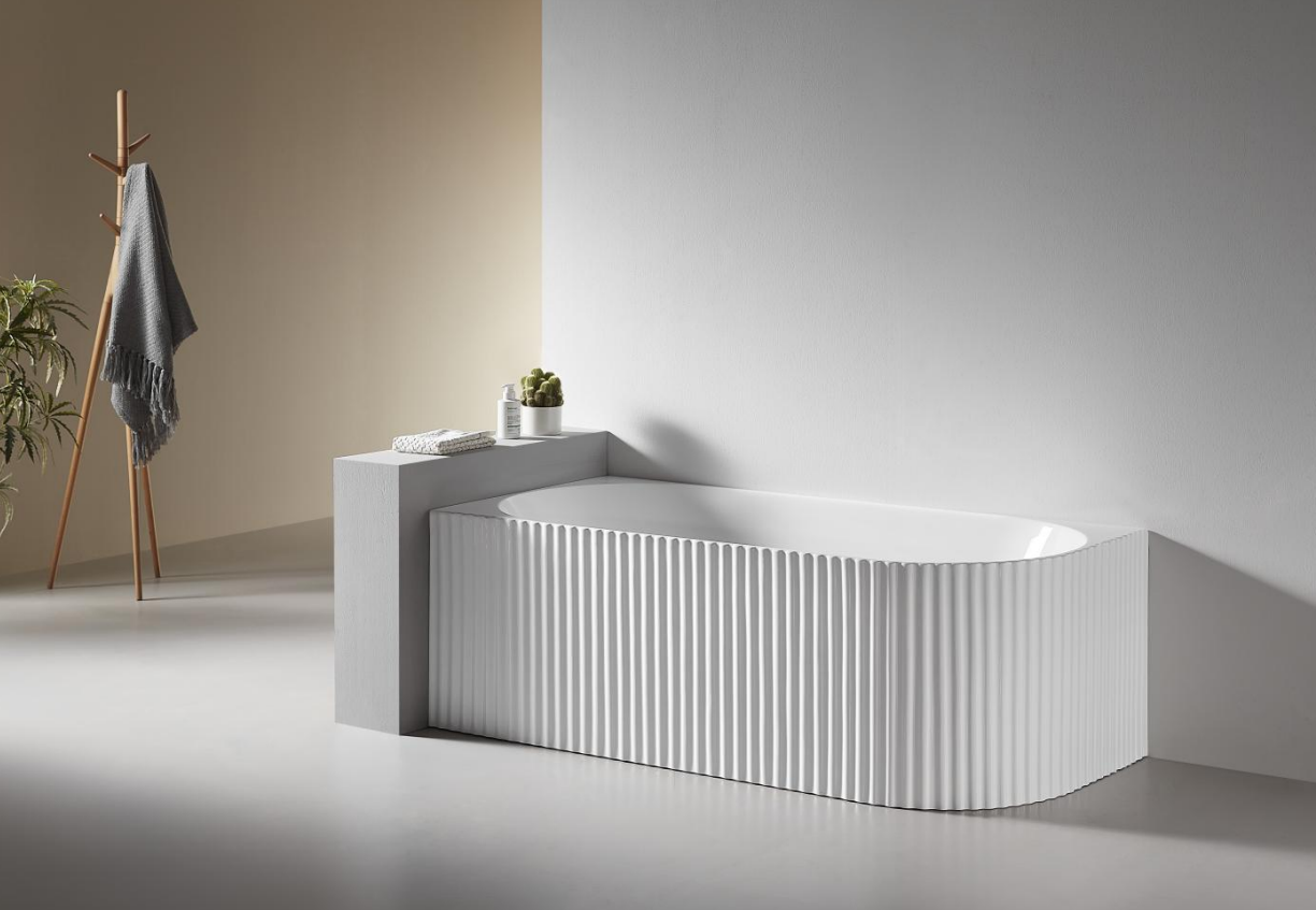 Maren Fluted Left Corner Freestanding Bath tub | 1700 x 800mm