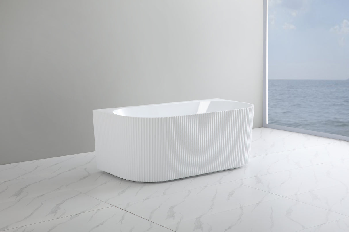 Bari Gloss White Groove Fluted Back-to-Wall Bathtub 1700*800*580mm