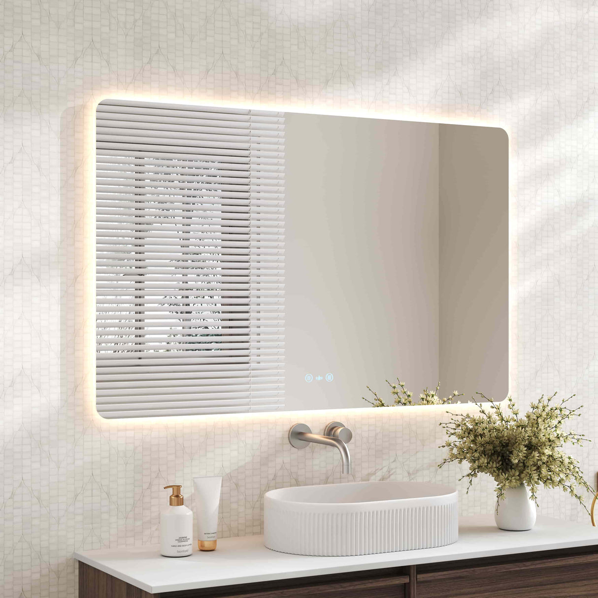 Luna LED Rectangular Mirror 1200mm - with Adjustable LED Lighting