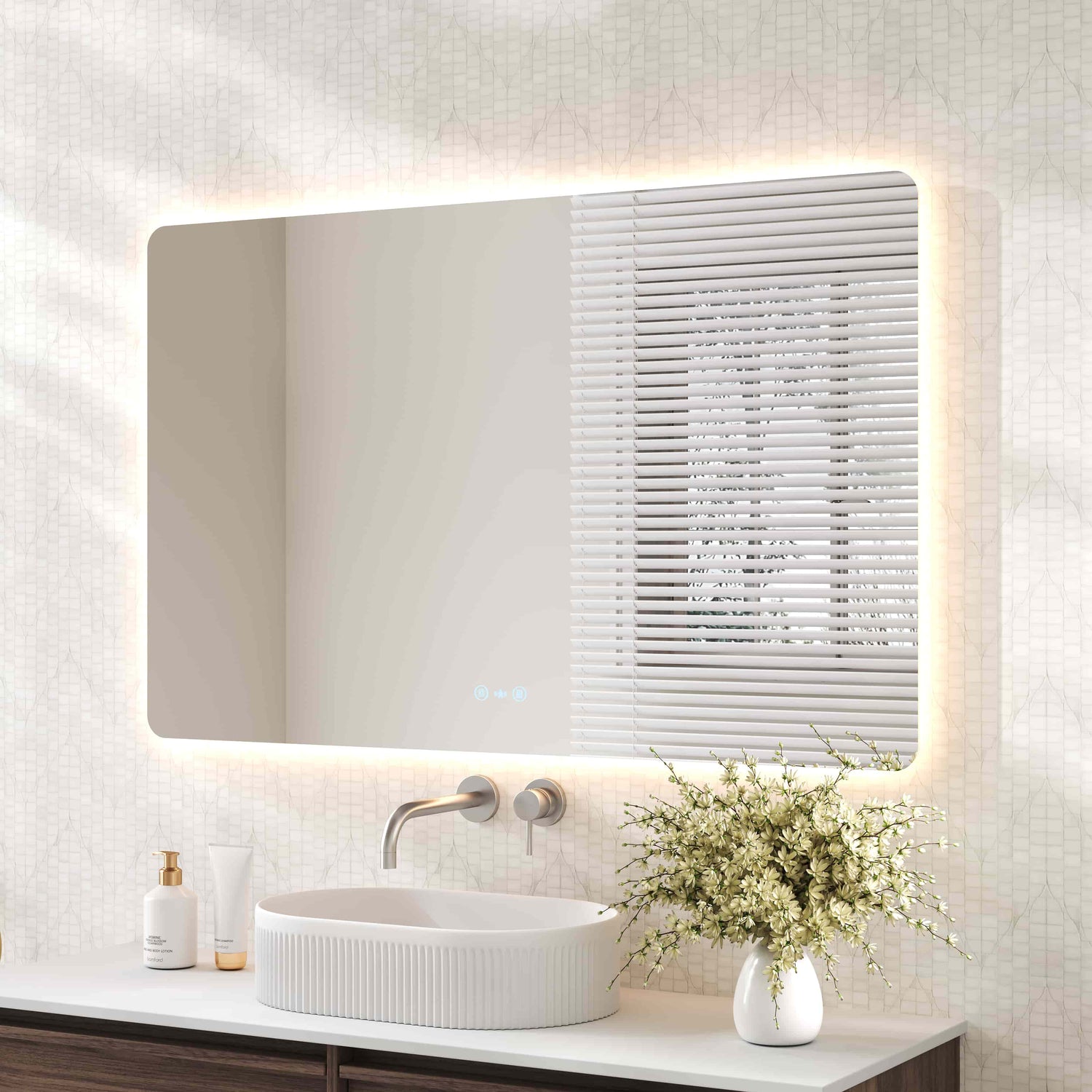 Luna LED Rectangular Mirror 1200mm - with Adjustable LED Lighting