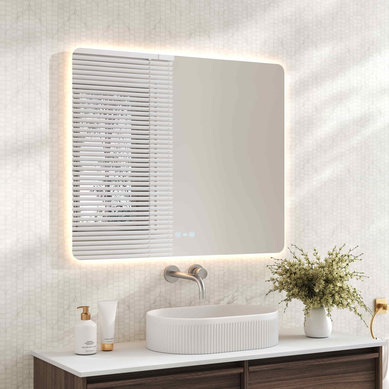 Luna LED Rectangular Mirror 900mm - with Adjustable LED Lighting
