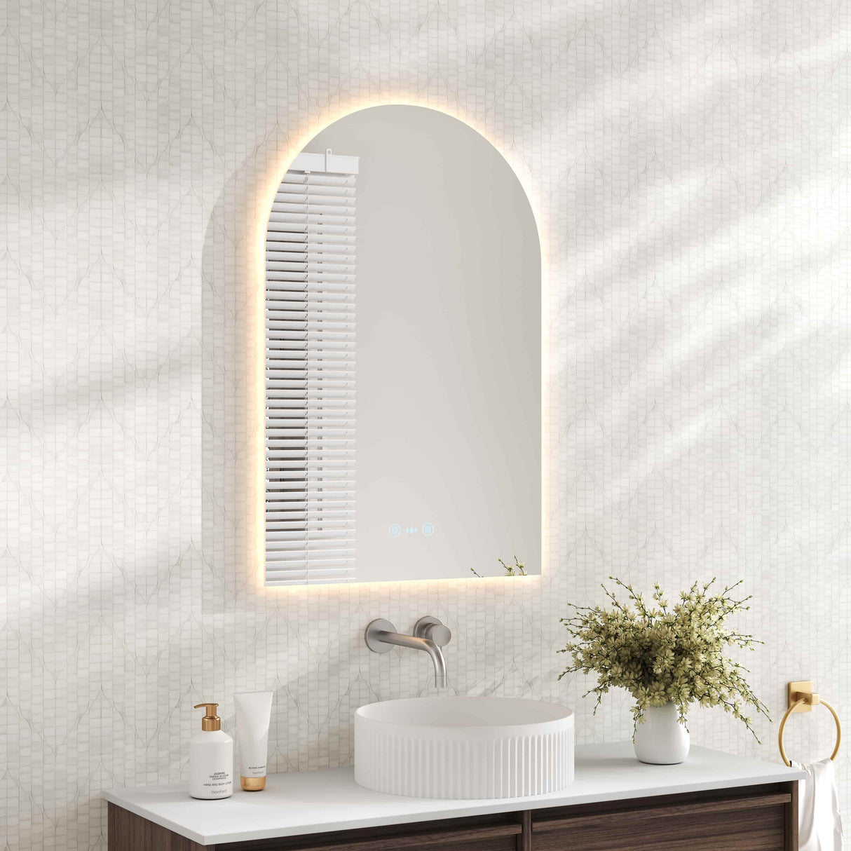 Luna LED Arch Mirror 600 x 900mm - with Adjustable LED Lighting