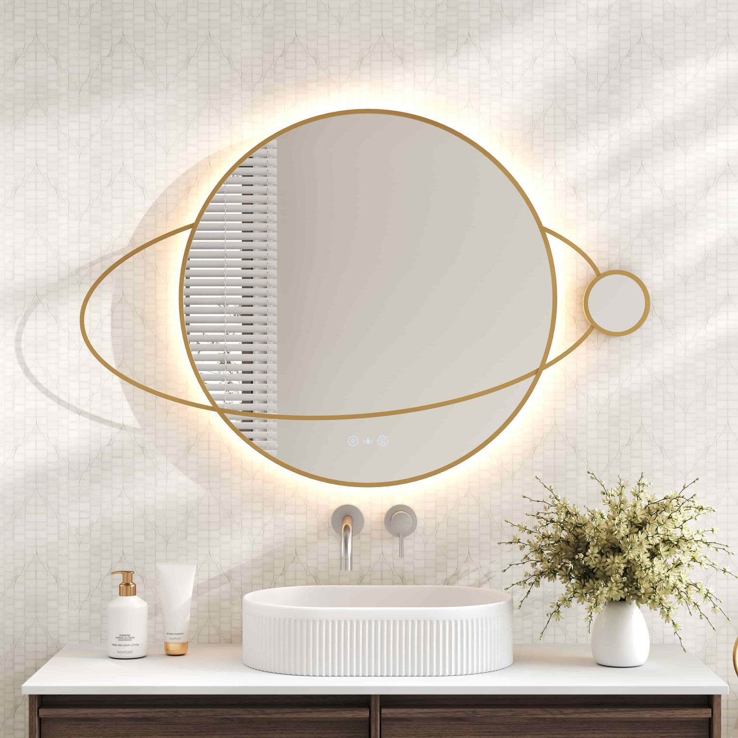 Luna 950×800mm LED Planet Mirror