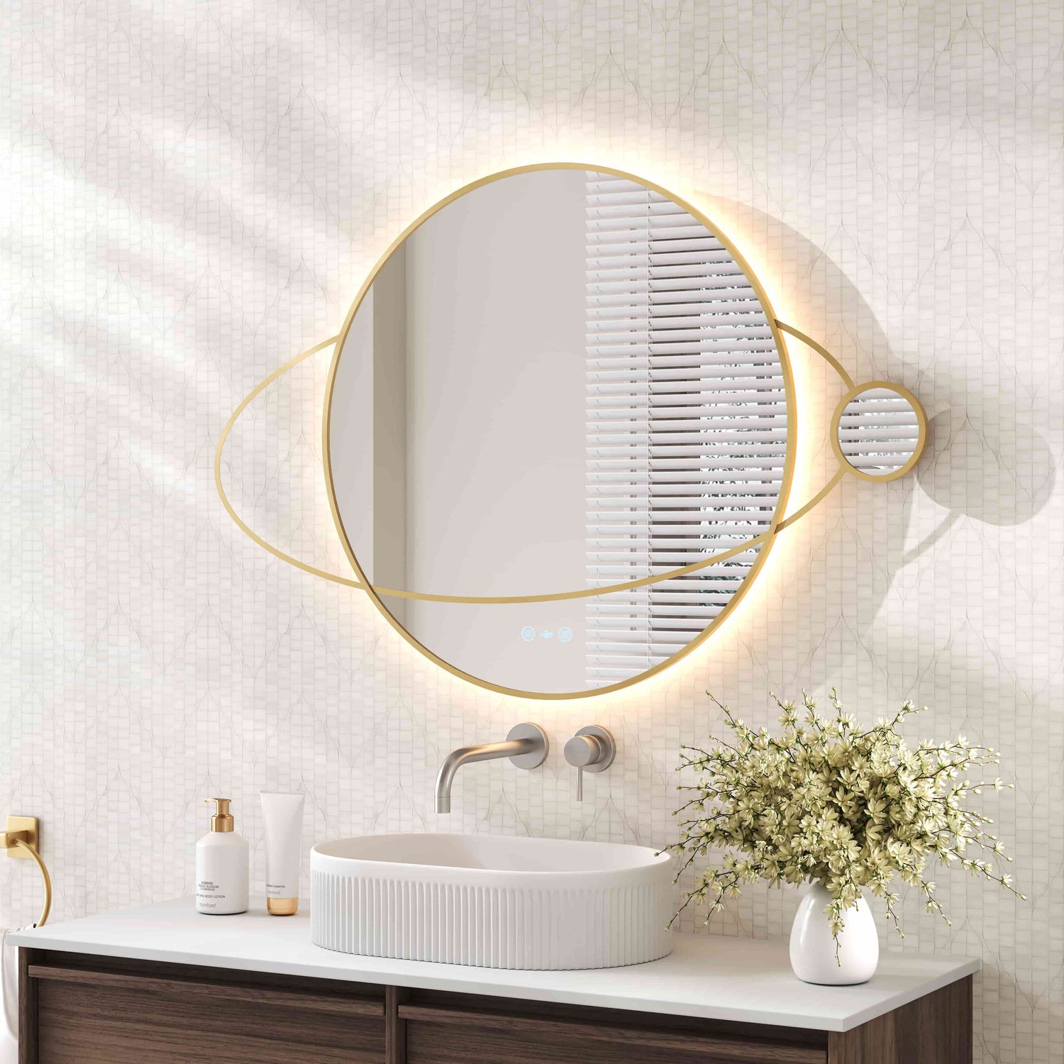Luna 950×800mm LED Planet Mirror