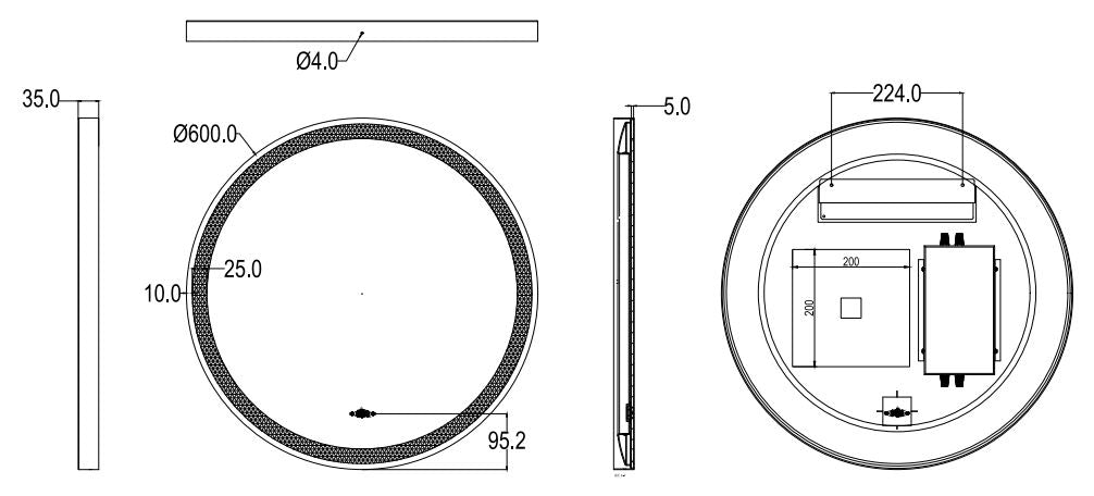 Luna Brushed Nickel Round Touchless 600 X 600 Framed LED Mirror - Three Light Temperatures