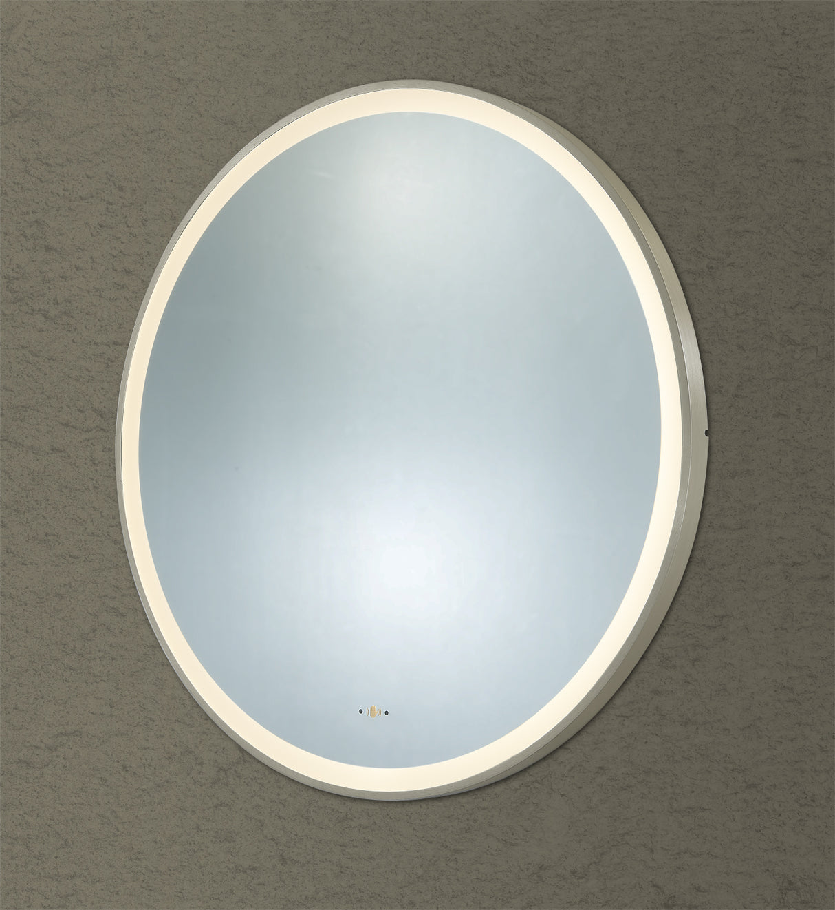 Luna Brushed Nickel Round Touchless 600 X 600 Framed LED Mirror - Three Light Temperatures