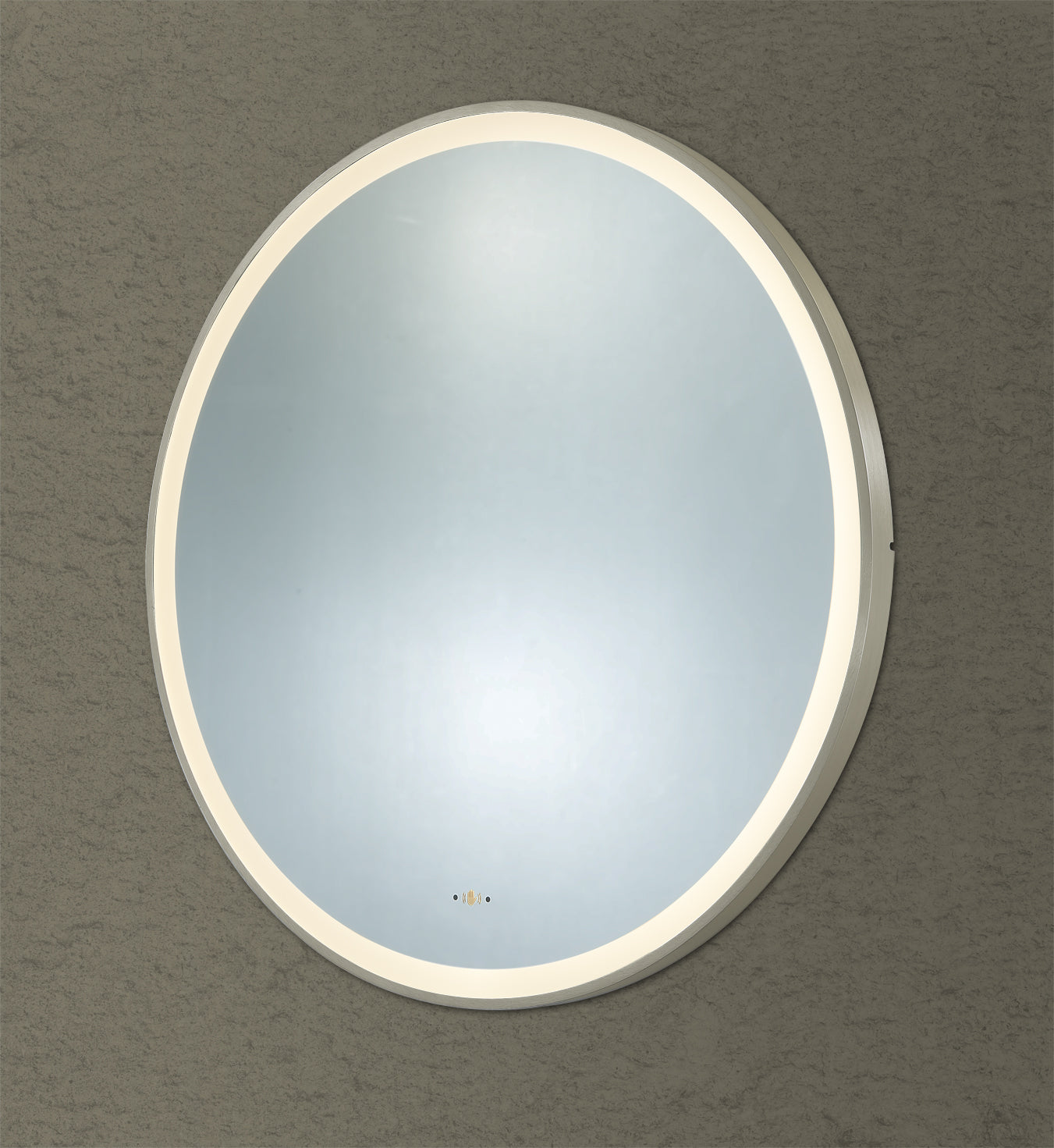 Luna Brushed Nickel Round Touchless 600 X 600 Framed LED Mirror - Three Light Temperatures