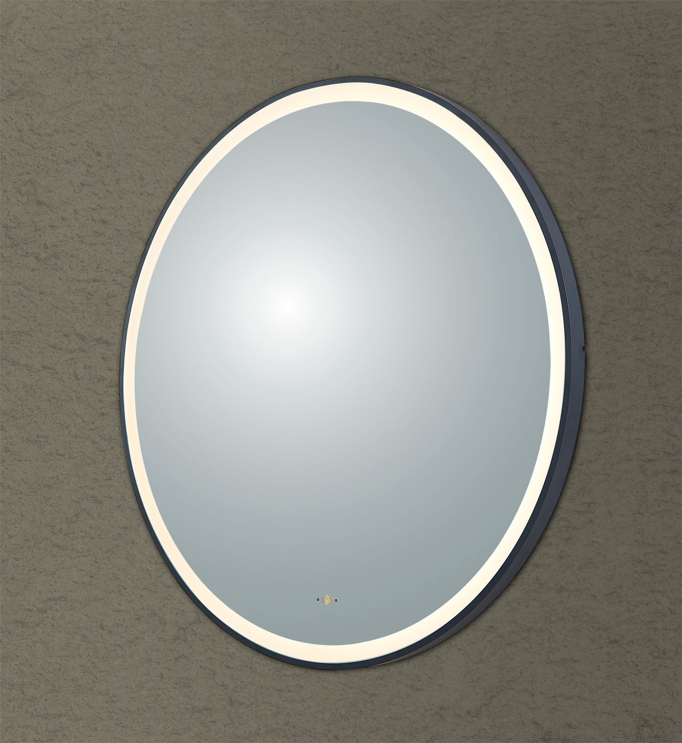 Luna Matte Black Round Touchless 600 X 600 Framed LED Mirror - Three Light Temperatures