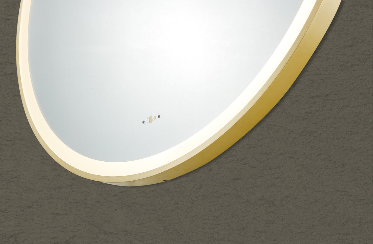 Luna Brushed Gold Round Touchless 800 X 800 Framed LED Mirror - Three Light Temperatures