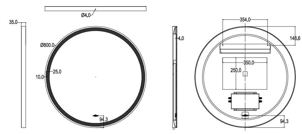 Luna Brushed Nickel Round Touchless 800 X 800 Framed LED Mirror - Three Light Temperatures