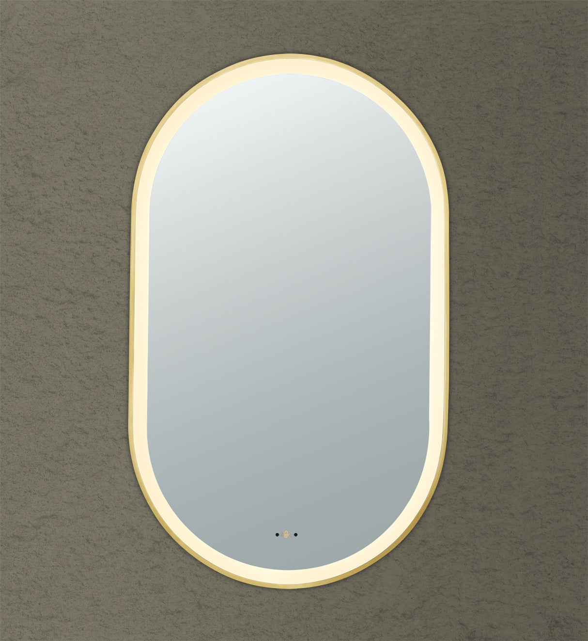 Olivia Brushed Gold Oval Touchless 450 X 900 Framed LED Mirror - Three Light Temperatures