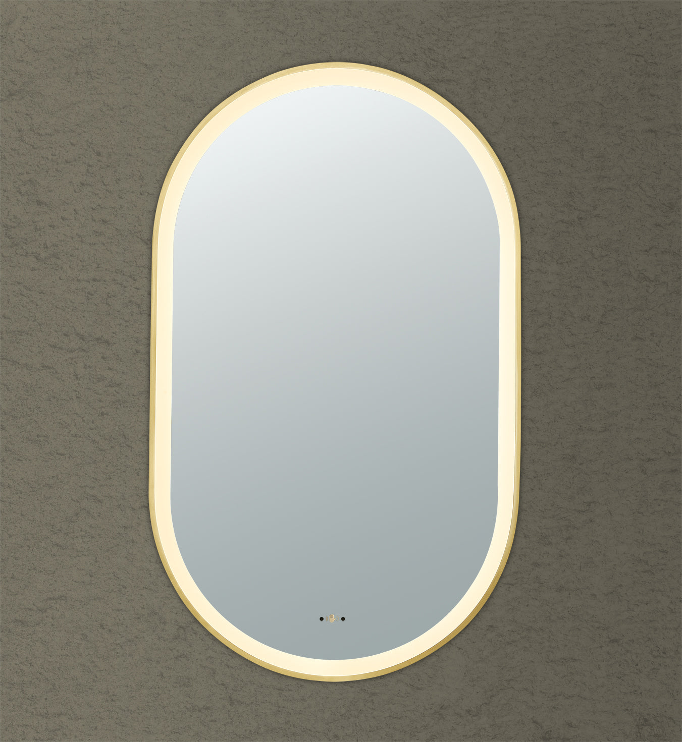 Olivia Brushed Gold Oval Touchless 450 X 900 Framed LED Mirror - Three Light Temperatures