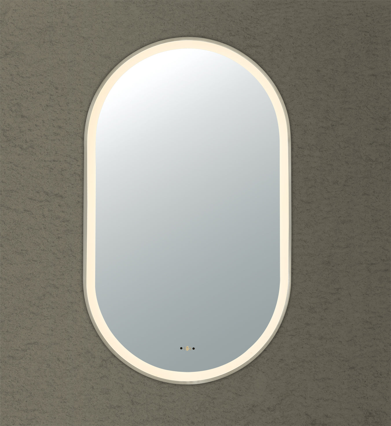 Olivia Gun Metal Oval Touchless 450 X 900 Framed LED Mirror - Three Light Temperatures