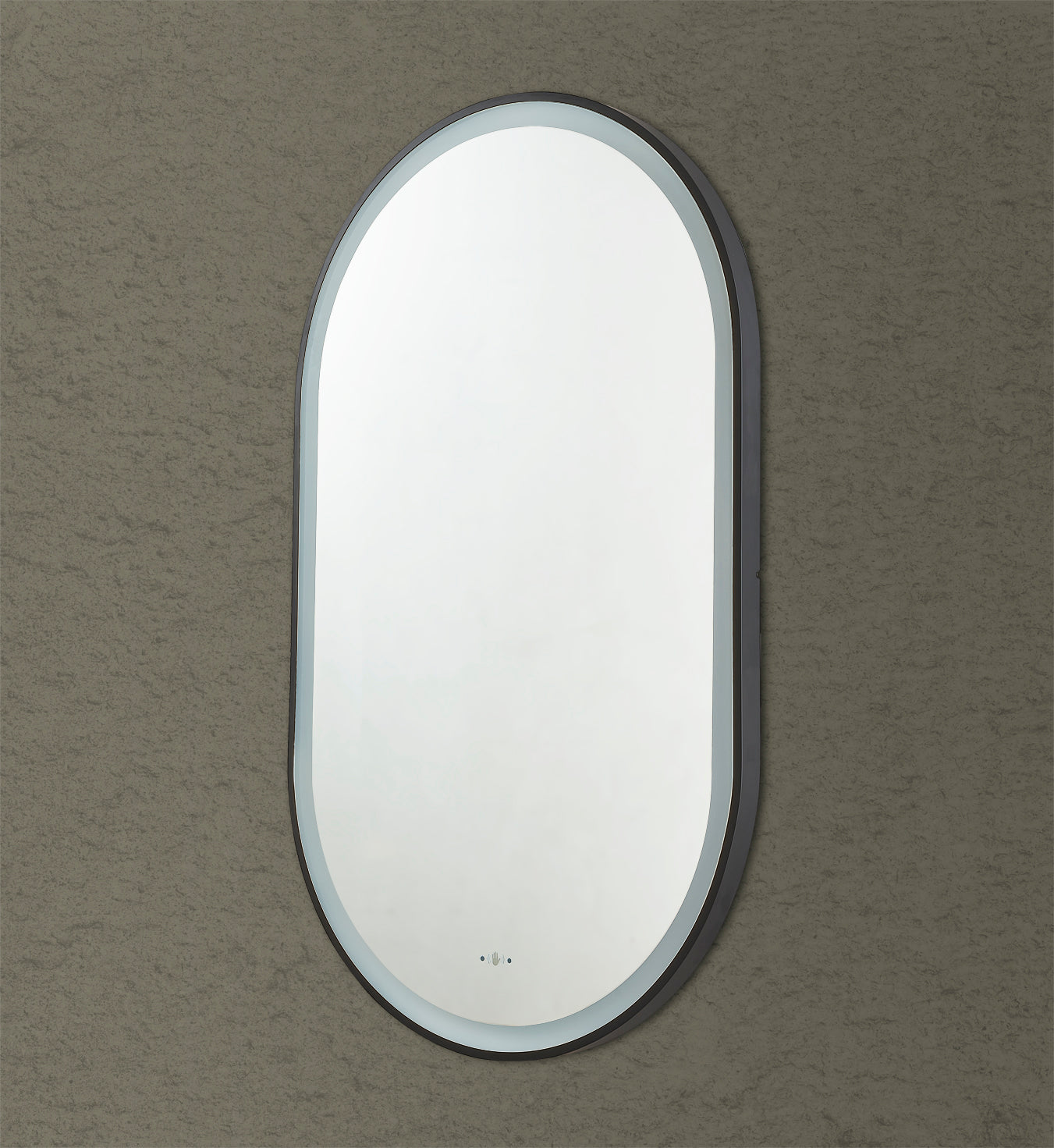 Olivia Matte Black Oval Touchless 450 X 900 Framed LED Mirror - Three Light Temperatures