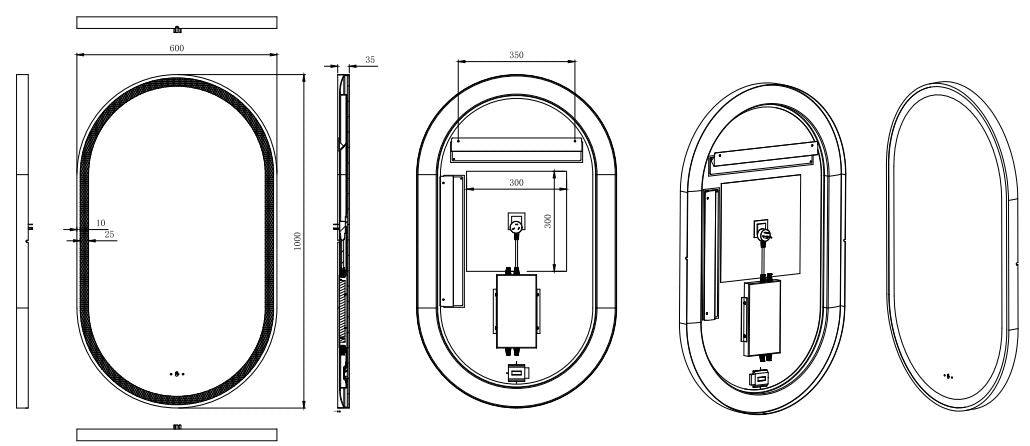 Olivia Brushed Gold Oval Touchless 600 X 1000 Framed LED Mirror - Three Light Temperatures