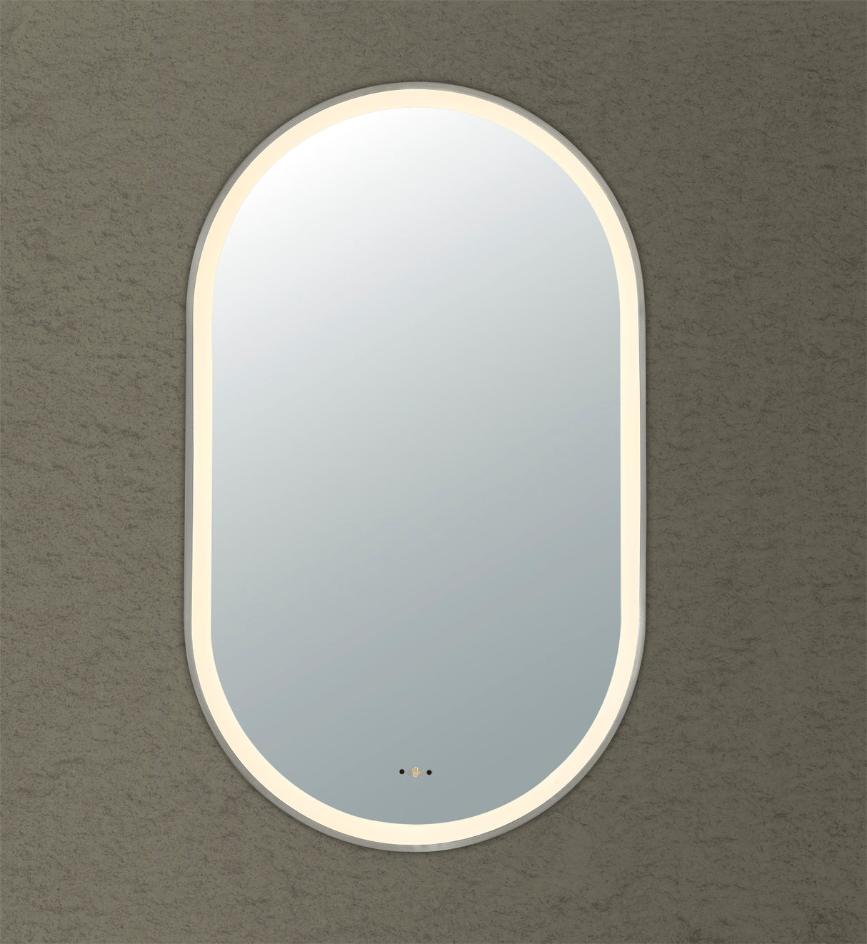 Olivia Brushed Nickel Oval Touchless 600 X 1000 Framed LED Mirror - Three Light Temperatures