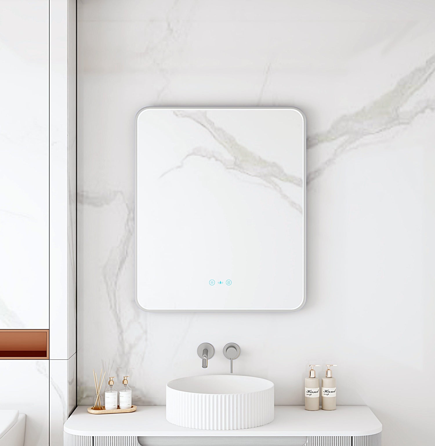 Maia 600×750 / 750×900 / 1200×750mm LED Rectangular Mirror – Brushed Nickel Frame