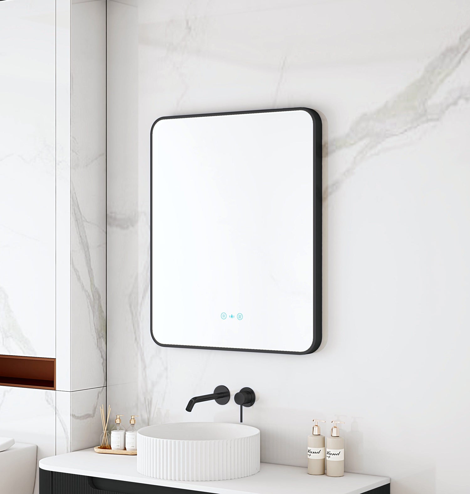 Maia 600×750 / 750×900 / 1200×750mm LED Rectangular Mirror – Matt Black Frame