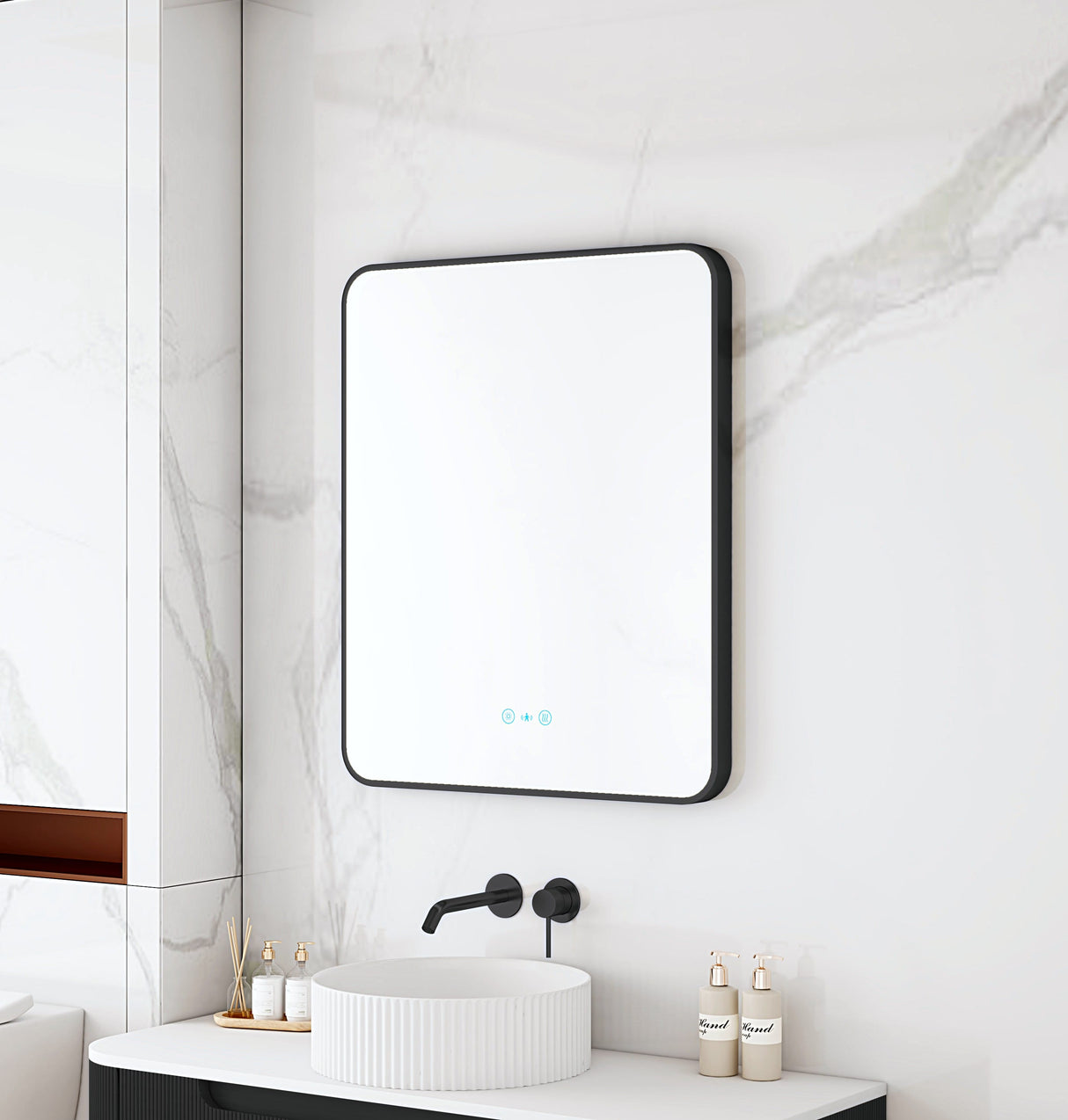 Maia 600×750 / 750×900 / 1200×750mm LED Rectangular Mirror – Matt Black Frame